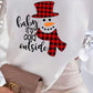 Christmas Snowman Print Contrast Lace Long Sleeve Top