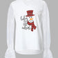Christmas Snowman Print Contrast Lace Long Sleeve Top