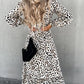 Leopard Print Split Thigh Long Sleeve Dress