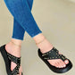 Studded Hollow Out Toe Post Slippers