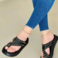 Studded Hollow Out Toe Post Slippers