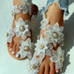 Toe Ring Flower Design Flat Sandals