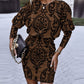 Tribal Print Long Sleeve Casual Dress