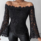 Off Shoulder Long Sleeve Lace Top