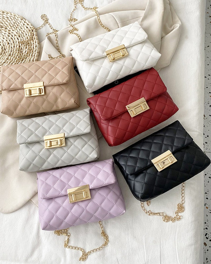 Quilted Chain Strap Flap Crossbody Bag
