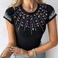 Rhinestone Colorful Crystal Stone Decor T Shirt