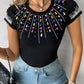 Rhinestone Colorful Crystal Stone Decor T Shirt