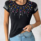 Rhinestone Colorful Crystal Stone Decor T Shirt
