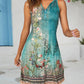 Tribal Floral Print Notch Neck Casual Dress