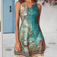 Tribal Floral Print Notch Neck Casual Dress