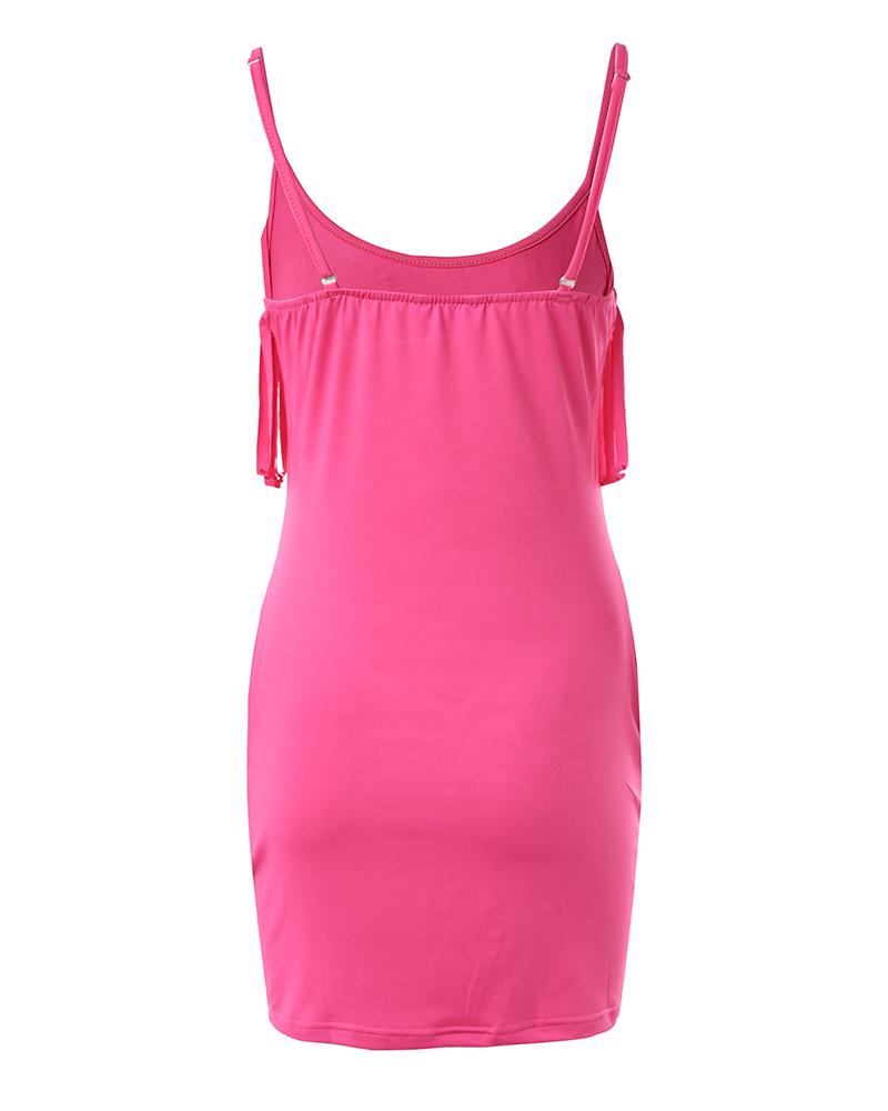 Tassel Pocket Design Sleeveless Casual Dress