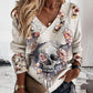 Halloween Skull Floral Print Long Sleeve Top