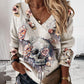 Halloween Skull Floral Print Long Sleeve Top