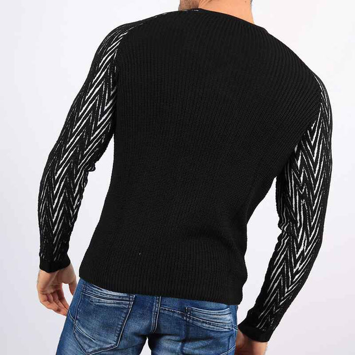    black-Men_s-Basic-Designed-Knitted-Sweaters-Cotton-Soft-Crewneck-Fall-Winter-Sweatshirts-G077-back
