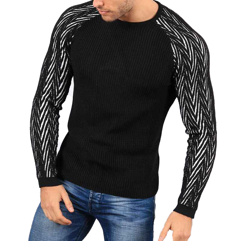 black-Men_s-Basic-Designed-Knitted-Sweaters-Cotton-Soft-Crewneck-Fall-Winter-Sweatshirts-G077-front