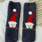 1Pair Christmas Santa Colorblcok Fuzzy Thermal Socks