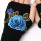 1Pair Floral Embroidery Fingerless Winter Knit Warm Gloves