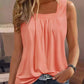 Square Neck Sleeveless Ruched Tank Top