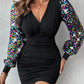Plunge Contrast Sequin Bodycon Dress