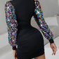 Plunge Contrast Sequin Bodycon Dress