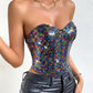 Allover Sequin Bandeau Corset Top