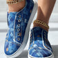 Denim Look Print Slip on Eyelet Sneakers