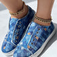 Denim Look Print Slip on Eyelet Sneakers
