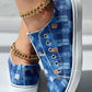 Denim Look Print Slip on Eyelet Sneakers