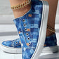 Denim Look Print Slip on Eyelet Sneakers