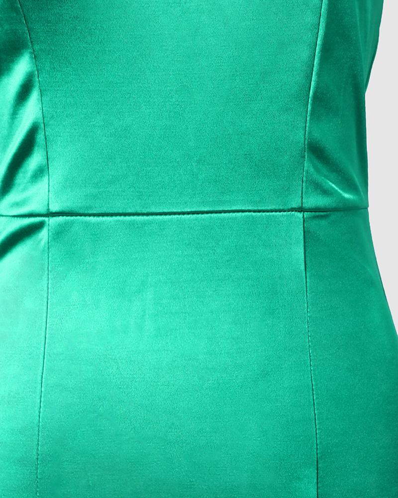 Spaghetti Strap Split Hem Bodycon Dress