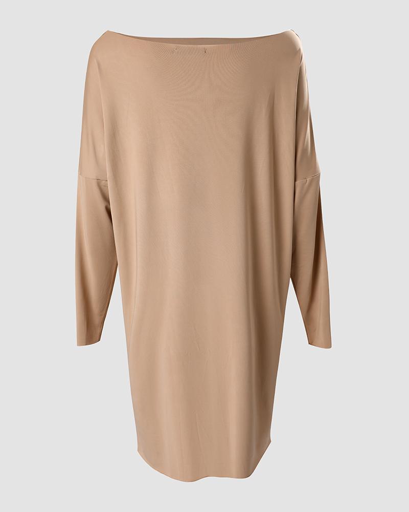 Letter Print High Low Hem Long Sleeve Top