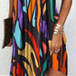 Multicolor Abstract Print Notch Neck Casual Dress