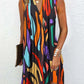 Multicolor Abstract Print Notch Neck Casual Dress