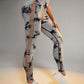 Tie Dye Print Ladder Cutout Sports Yoga Leggings