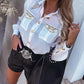 Studded Pocket Design Buttoned Shirt