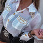 Studded Pocket Design Buttoned Shirt