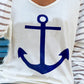 Anchor Striped Print Casual T shirt