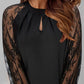 Contrast Lace Keyhole Neck Casual Dress
