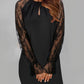 Contrast Lace Keyhole Neck Casual Dress