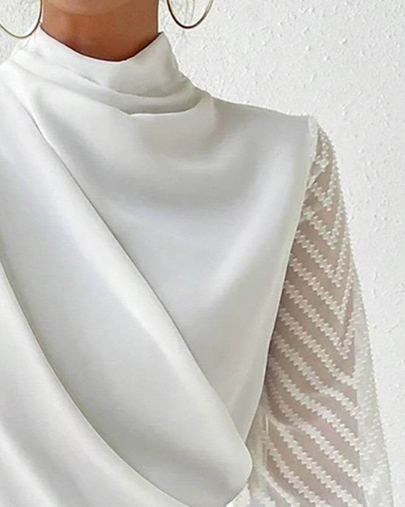 Chevron Pattern Contrast Lace Ruched Top