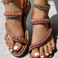 Rhinestone Beaded Toe Ring Summer Wedge Sandals