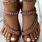 Rhinestone Beaded Toe Ring Summer Wedge Sandals