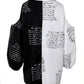 Letter Print Colorblock Cold Shoulder Top