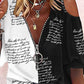 Letter Print Colorblock Cold Shoulder Top