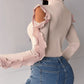 Hollow Out Ruffle Hem Sleeve Top