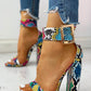 Snakeskin Print Ankle Buckled Chunky Heels