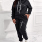 Plus Size Letter Print Long Sleeve Hoodie & Pants Set