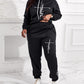 Plus Size Letter Print Long Sleeve Hoodie & Pants Set