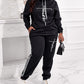 Plus Size Letter Print Long Sleeve Hoodie & Pants Set