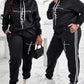 Plus Size Letter Print Long Sleeve Hoodie & Pants Set